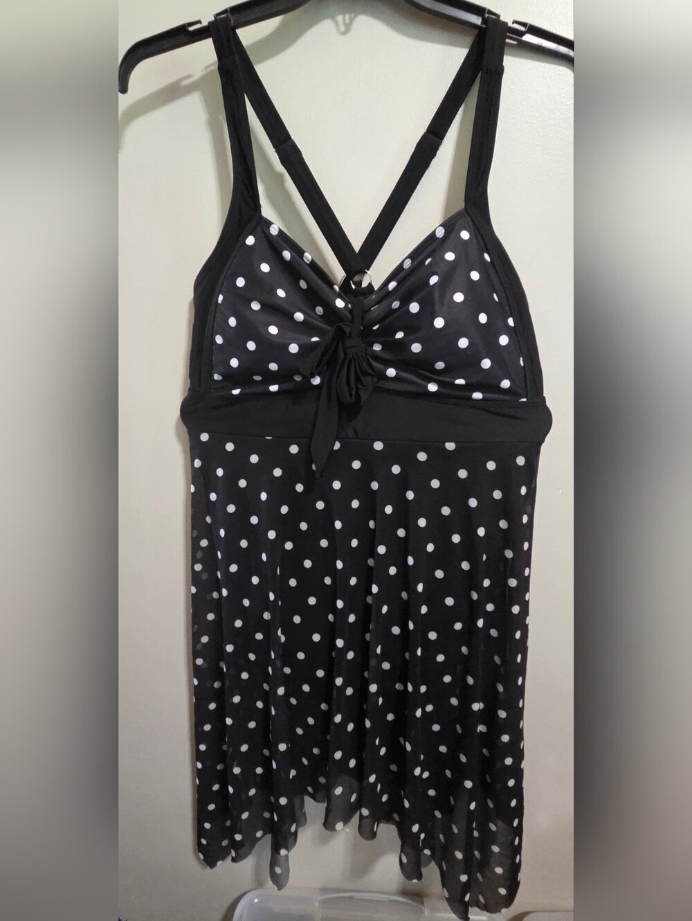 BloomChic Black and White Polka Dot One-Piece Swimdress